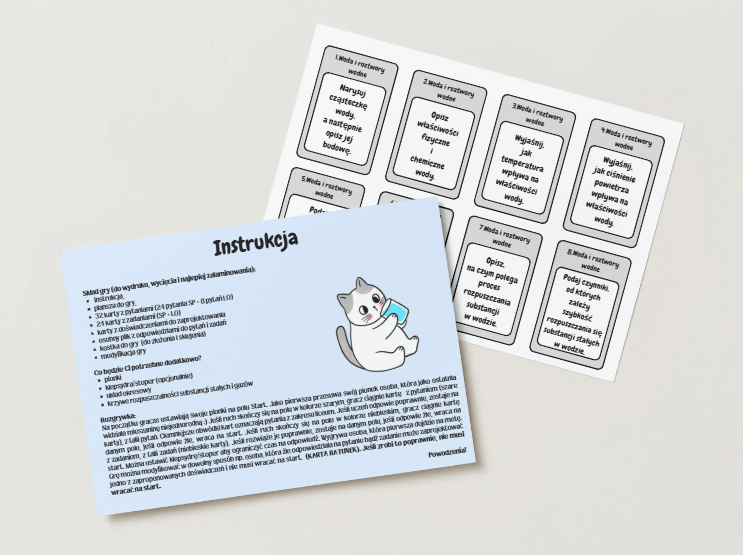 Chemia. Klasa 7/LO. Woda i roztwory wodne. Gra planszowa. Odpowiedzi do pytań i zadań. Dzień Wody.