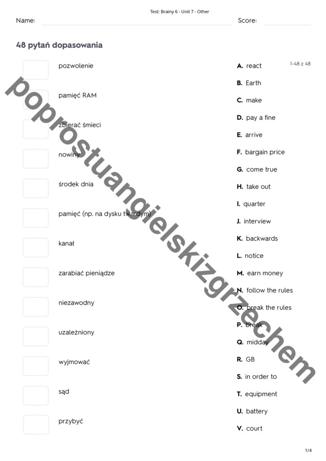 Brainy 6 - Unit 7 - testy