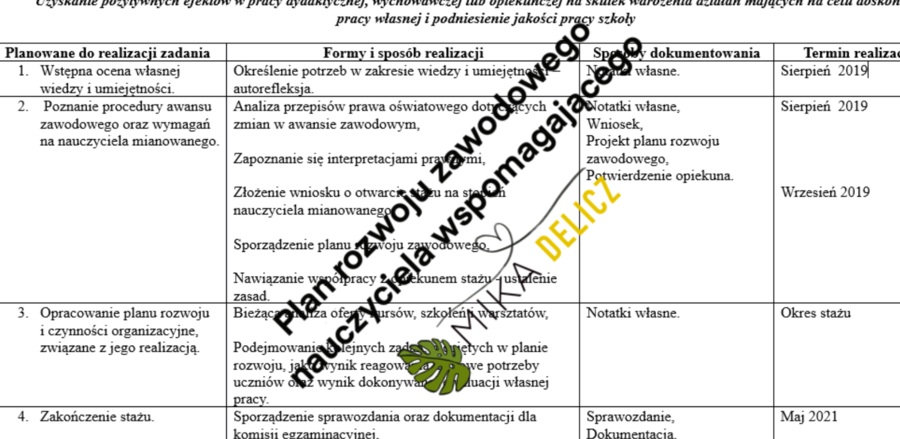 Plan rozwoju zawodowego nauczyciela wspomagającego
