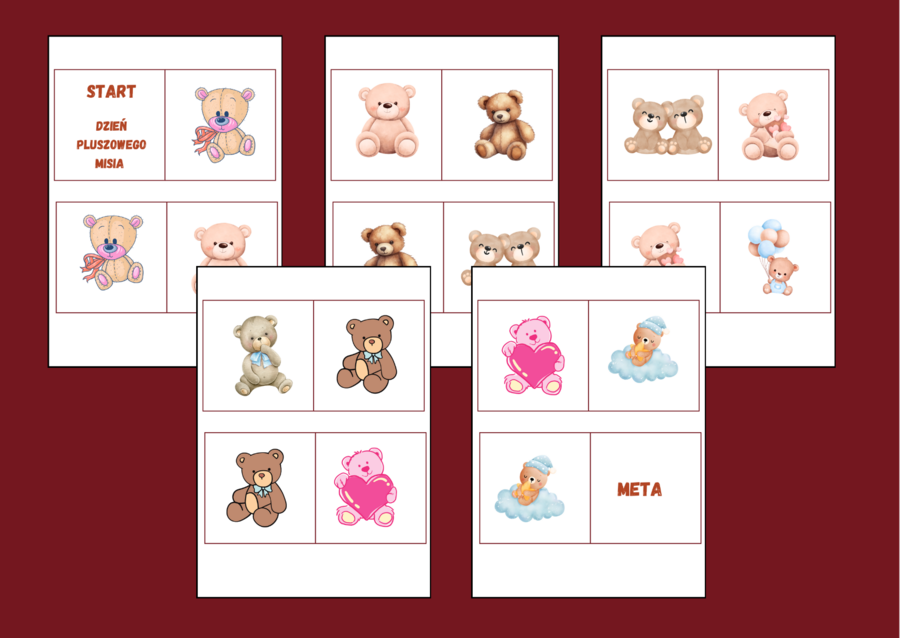 DZIEŃ PLUSZOWEGO MISIA – domino podłogowe – biblioteka – świetlica – przedszkole