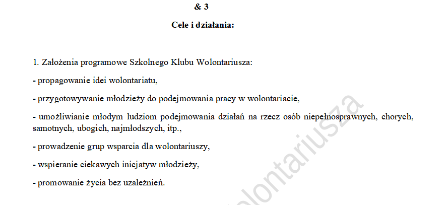 Szkolny Klub Wolontariusza program własny wolontariat