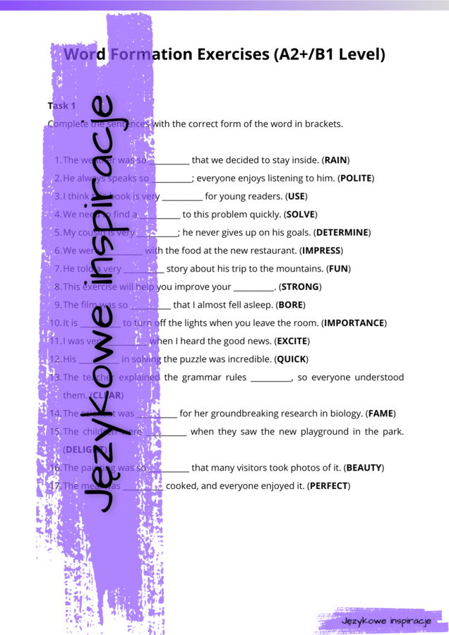 Word Formation A2+/B1 oraz B2