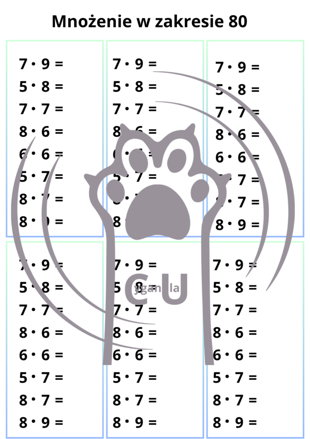 Tabliczka mnożenia – 22 karty pracy do kopiowania / wklejek – klasy 1–3