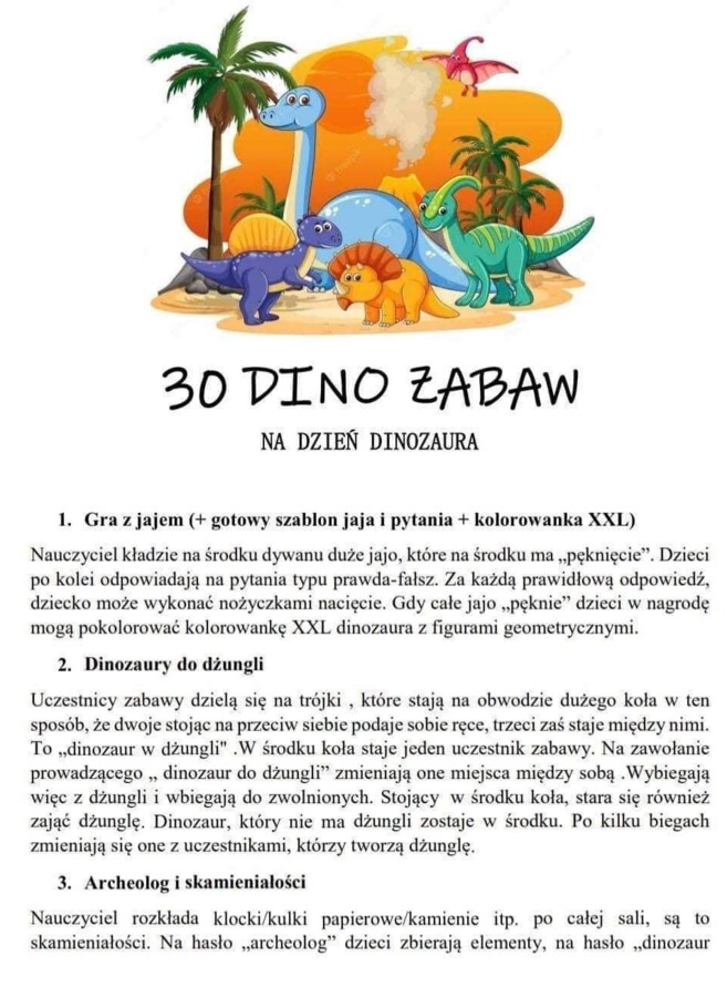 30 DINO ZABAW - DZIEŃ DINOZAURA