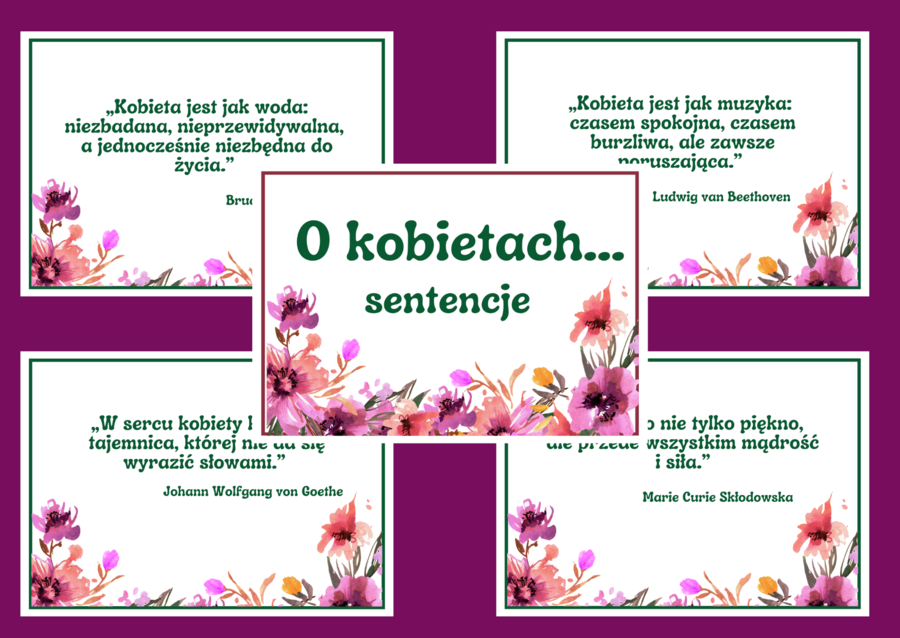 SENTENCJE o kobietach - DZIEŃ KOBIET – gazetka – biblioteka – świetlica – 16 stron – wersja 2