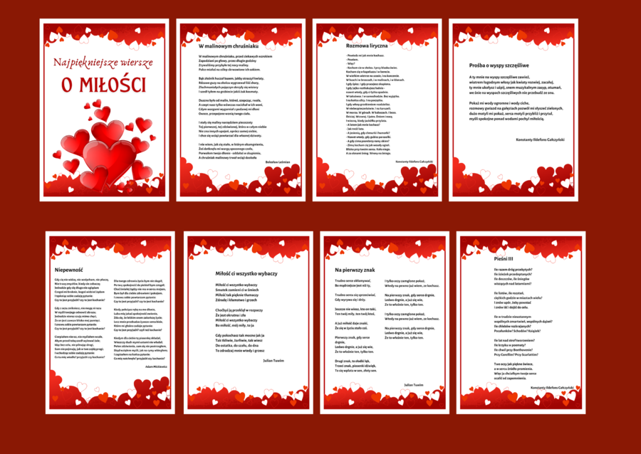 WALENTYNKI – DZIEŃ KOBIET - miłość - biblioteka – świetlica – WIERSZE – GAZETKA – 20 stron - wersja 1