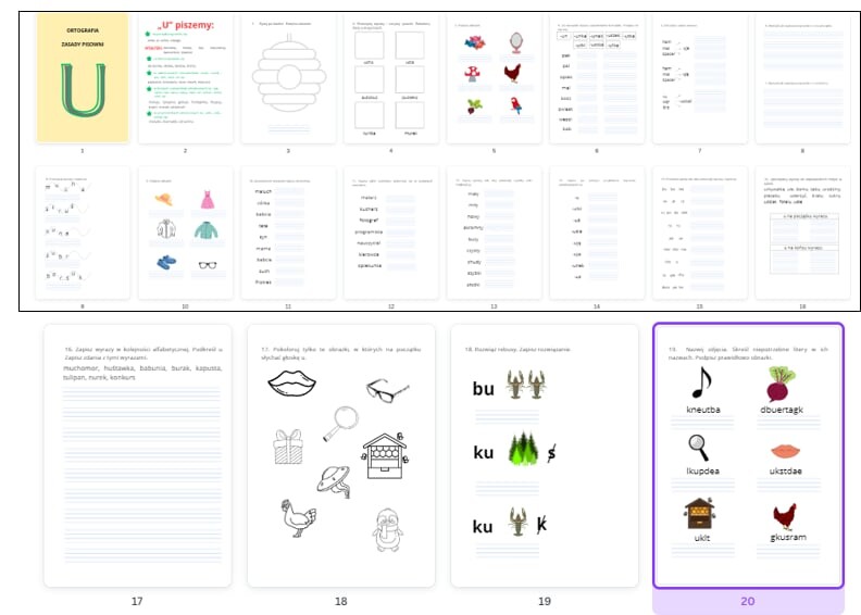 Ortografia U - regułki + zadania