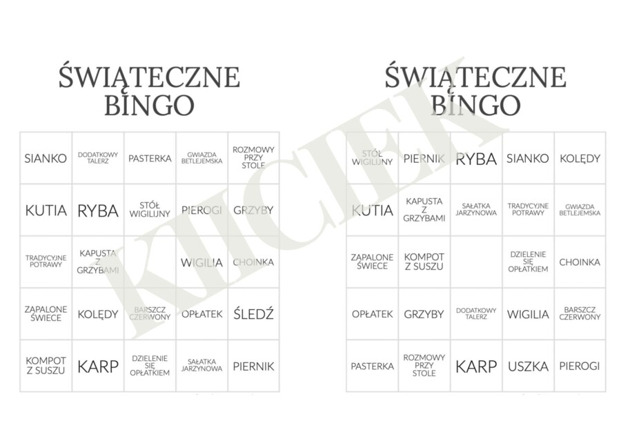 ŚWIĄTECZNE KALAMBURY I BINGO - GODZINA WYCHOWAWCZA, WIGILIA KLASOWA