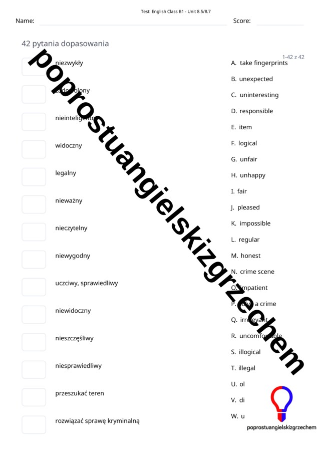 English Class B1 – Unit 8 – testy