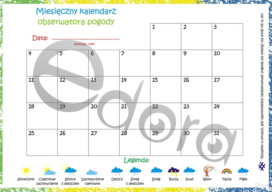 Miesięczny kalendarz obserwatora pogody