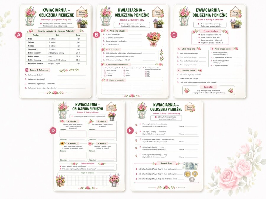 Kwiaciarnia – obliczenia pieniężne