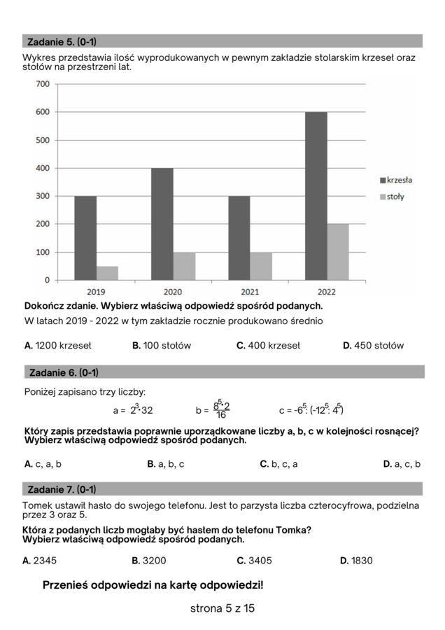 Próbny egzamin ósmoklasisty - matematyka (egzamin, 8 klasa) wersja 2023/2024