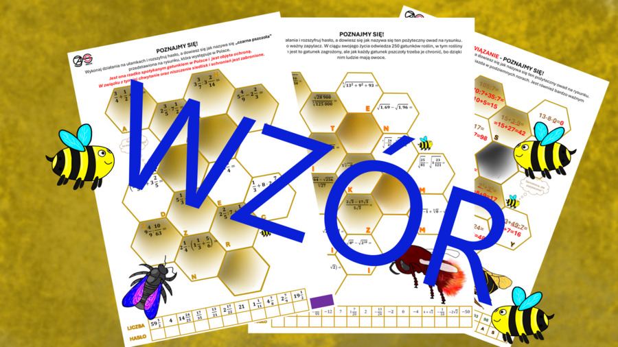 (klasa 4-8) Działania na liczbach naturalnych, ułamkach zwykłych dodatnich, pierwiastkach (3 karty pracy).