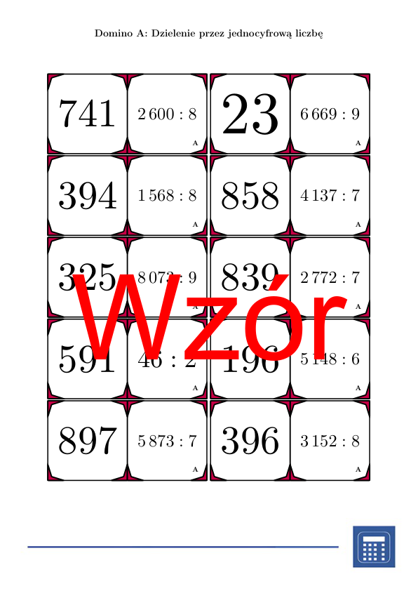 Domino - Dzielenie przez jednocyfrową liczbę | matematyka