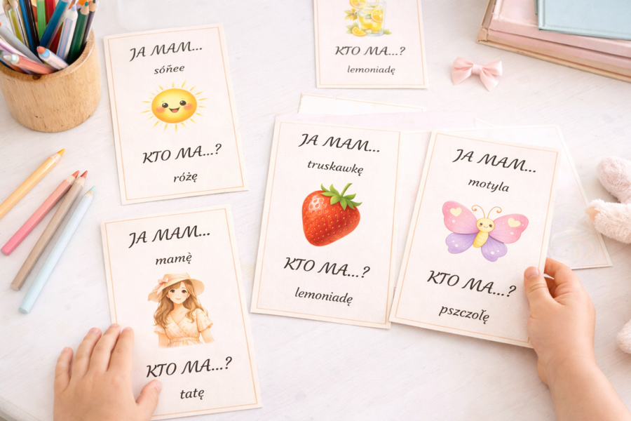 Karty „Ja mam… kto ma…?” – róże, jagody i lato