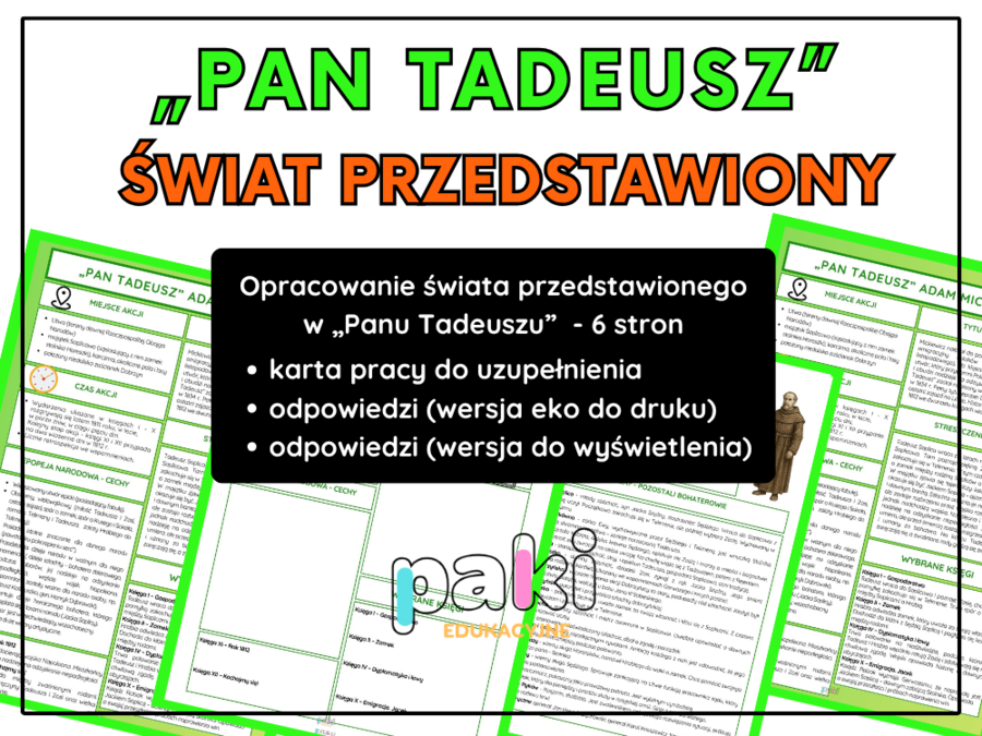„Pan Tadeusz” – świat przedstawiony // karta pracy, notatka, egzamin