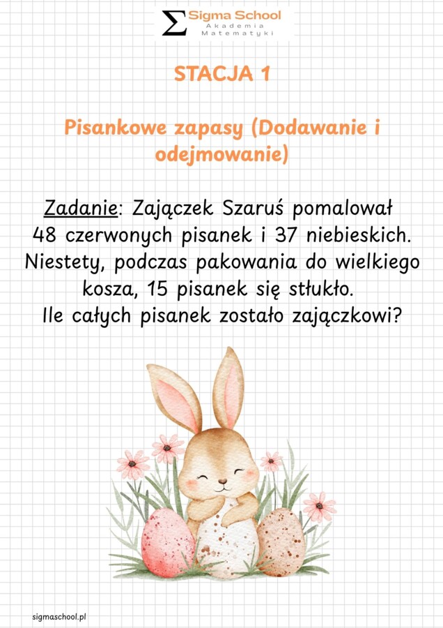 Wielkanocna Stacja Zadaniowa: Matematyczne Poszukiwania Zajączka - Klasa 4