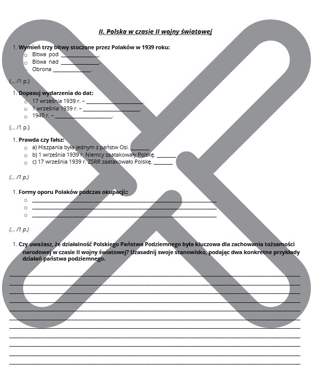 KARTA PRACY - II WOJNA ŚWIATOWA - MATERIAŁ DYDAKTYCZNY