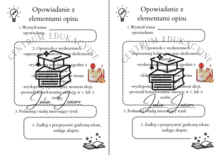 Opowiadanie z opisem- wklejka klasa 5