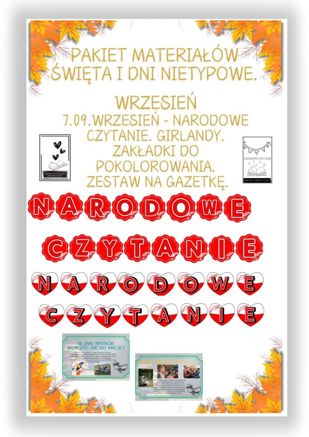 PAKIET MATERIAŁÓW NA WRZESIEŃ WEDŁUG KALENDARZA ŚWIĄT I DNI NIETYPOWYCH.