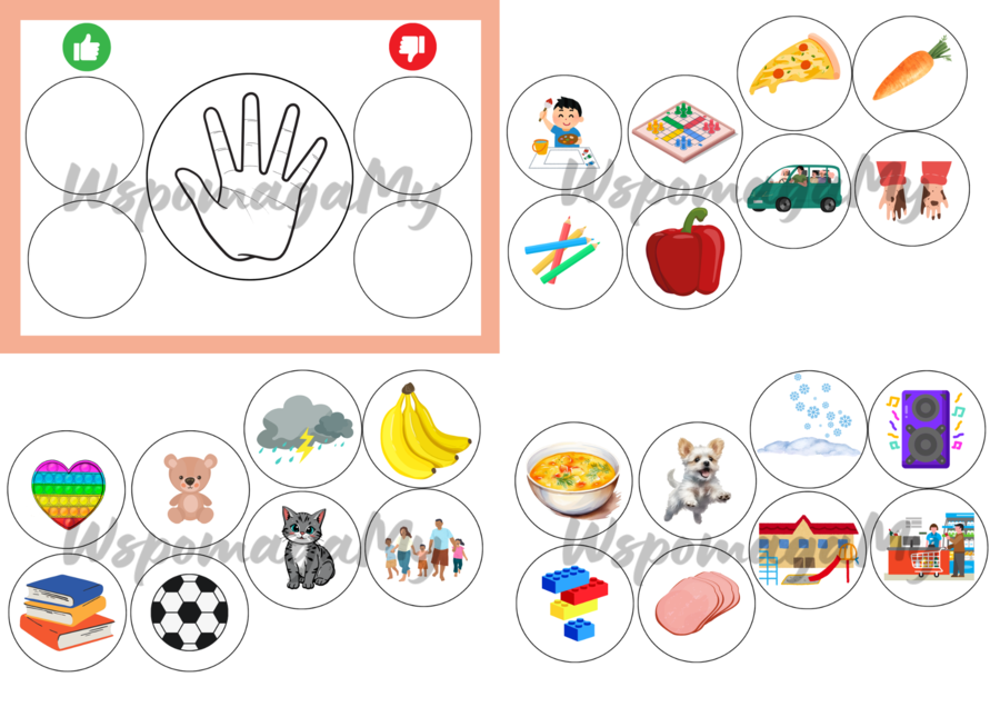 KARTY DLA PRZEDSZKOLAKÓW gra Lubię - Nie lubię PSYCHOLOG/PEDAGOG/REWALIDACJA/AUTYZM