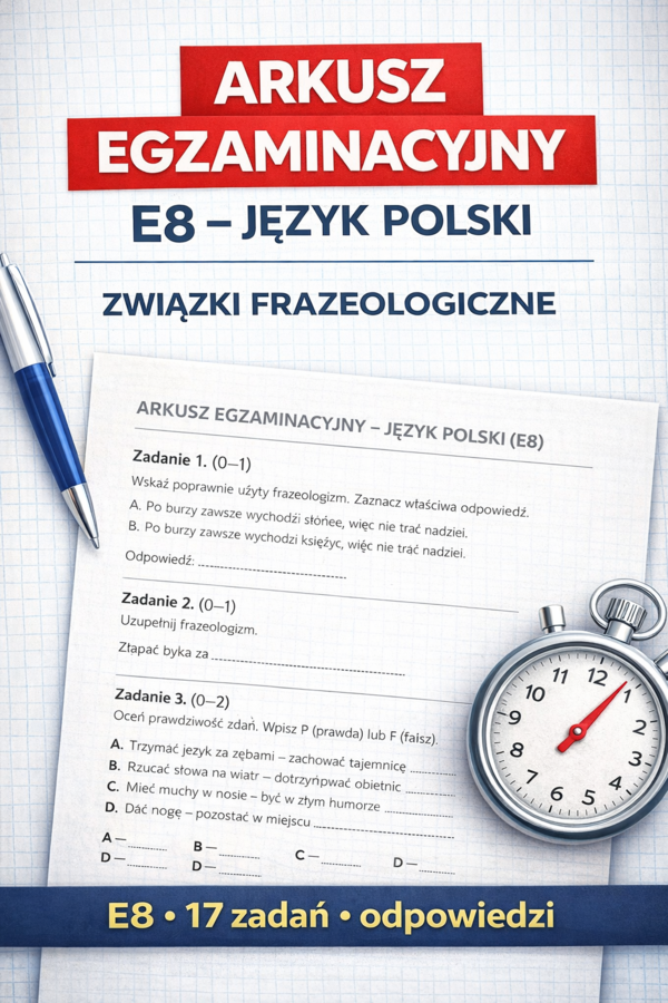 E8 - Test/sprawdzian - ZWIĄZKI FRAZEOLOGICZNE - klucz odpowiedzi