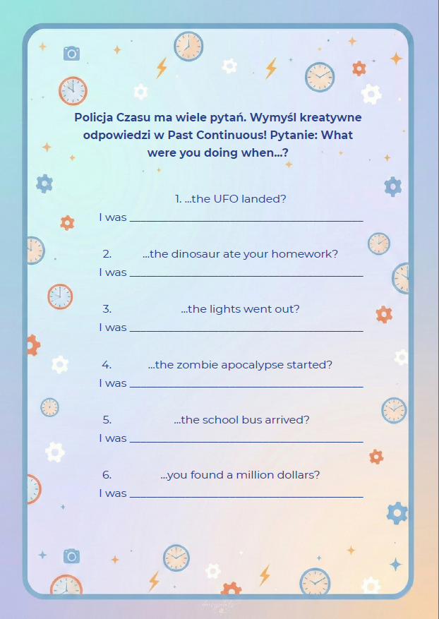 MEGA PAKA: Past Simple vs. Continuous – "The Time Clash". Gamifikacja, 100+ zdań