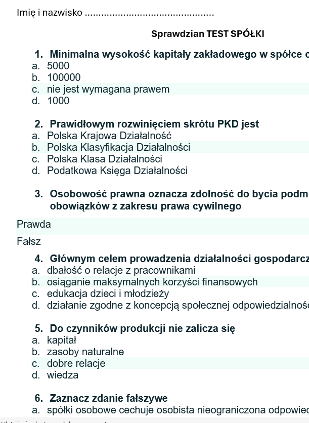 Test wiadomości - spółki
