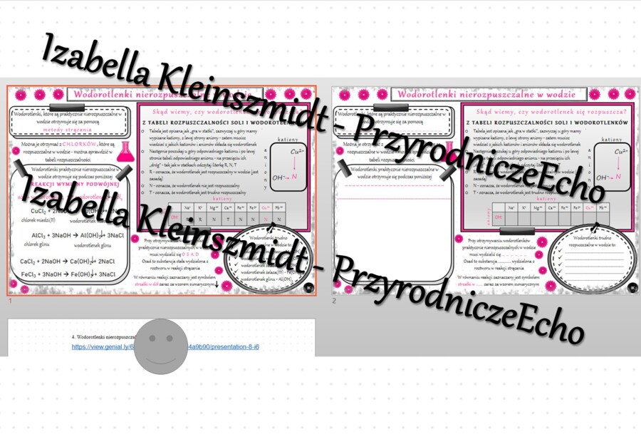 Minizestaw na temat „Wodorotlenki nierozpuszczalne w wodzie” – sketchnotka + karta pracy w power point + gratisowy link do prezentacji multimedialnej niekomercyjnej wykonanej w genial.ly do indywidualnego pobrania i użycia do celów niekomercyjnych. Chemi