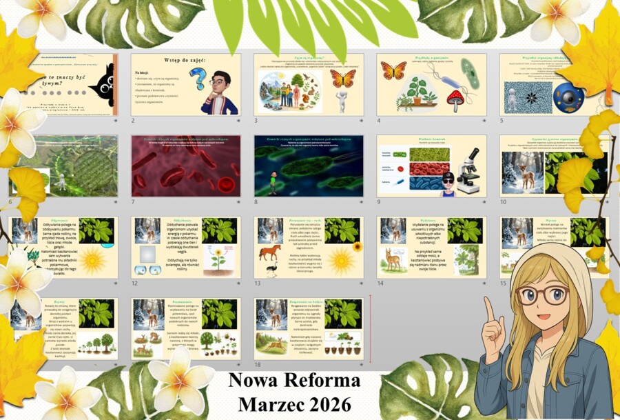 Prezentacja multimedialna w PowerPoint do edycji „Co to znaczy być żywym?” wykonana na podstawie podręcznika „Przyroda” Nowa Era. Przyroda 4. Dział „Jak działają organizmy?".