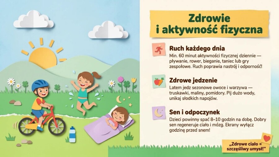 Zakończenie roku szkolnego – prezentacja/gazetka szkolna z podsumowaniem roku oraz wakacyjnym bezpieczeństwem