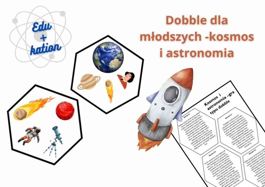 Gra typu dobble -Niesamowity kosmos (dla młodszych)