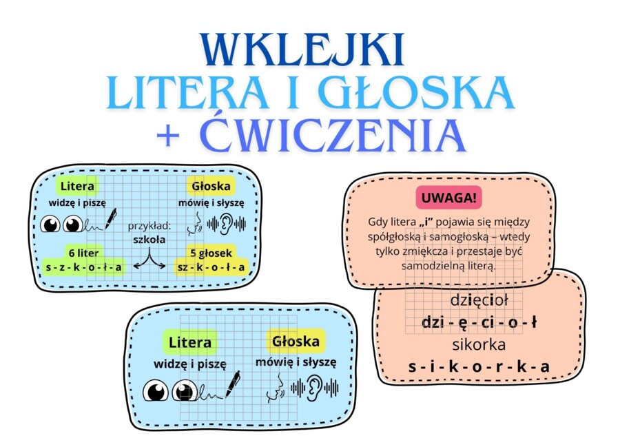 Wklejka: litery i głoski + ćwiczenia