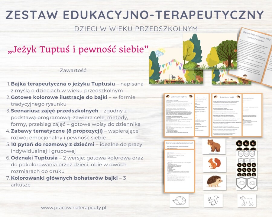 Zestaw edukacyjno-terapeutyczny: „Jeżyk Tuptuś i pewność siebie”