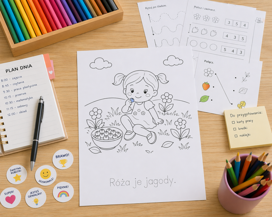 Kolorowanka „Róża je jagody”