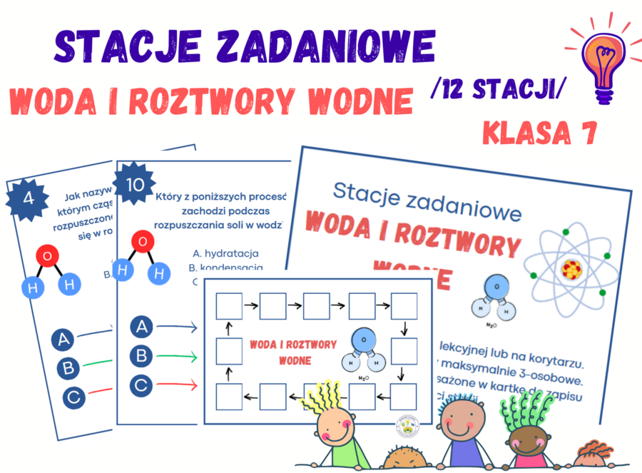 Stacje zadaniowe - Woda i roztwory wodne, klasa 7