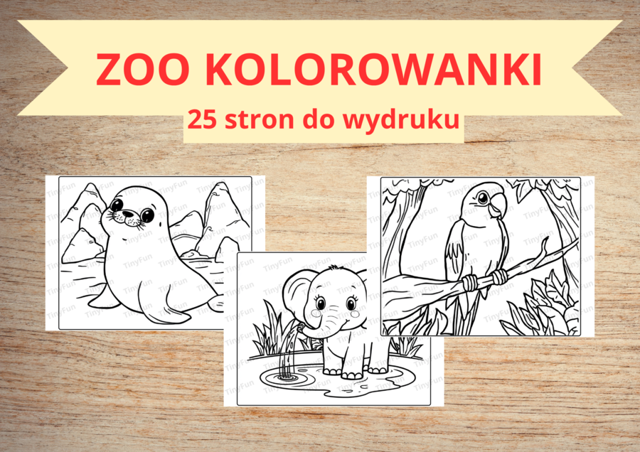 Zwierzęta z zoo – kolorowanki dla dzieci (25 stron)