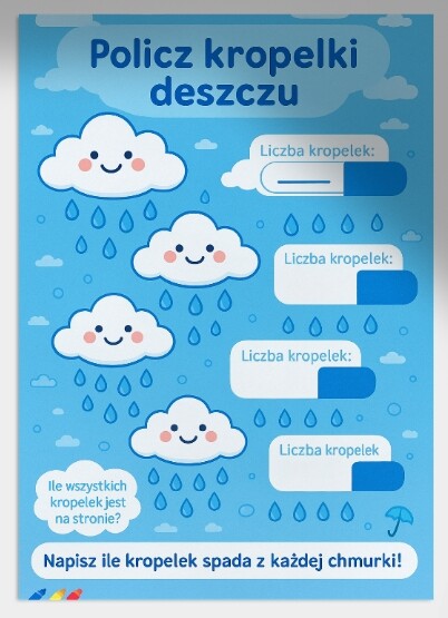 Karta pracy "Deszczowe kropelki"