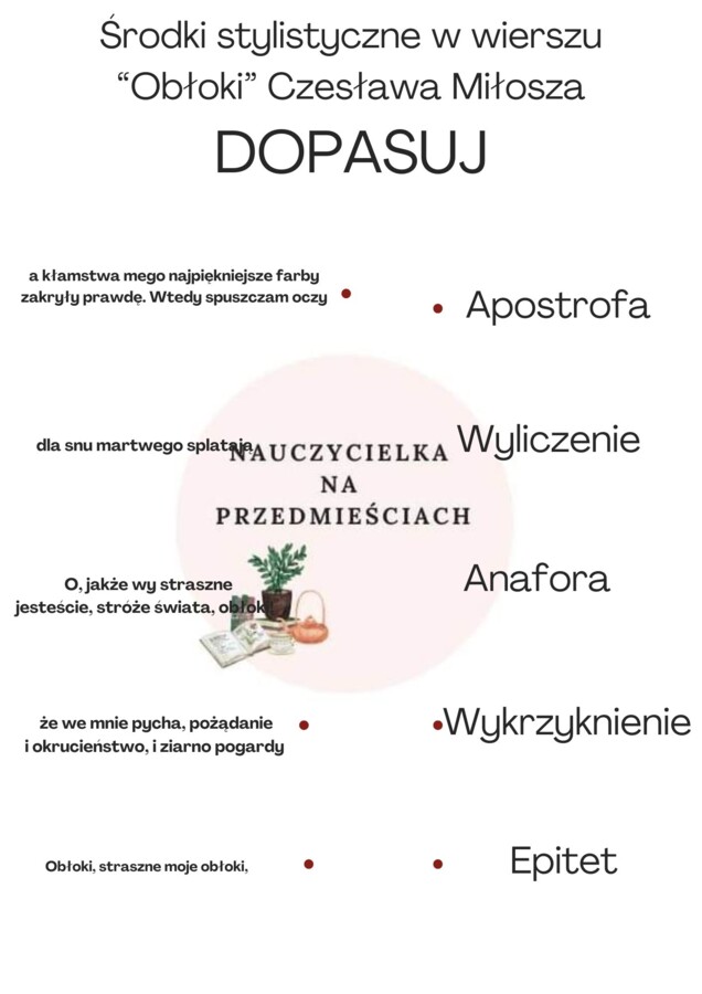 Środki stylistyczne - zadanie do trzech wierszy