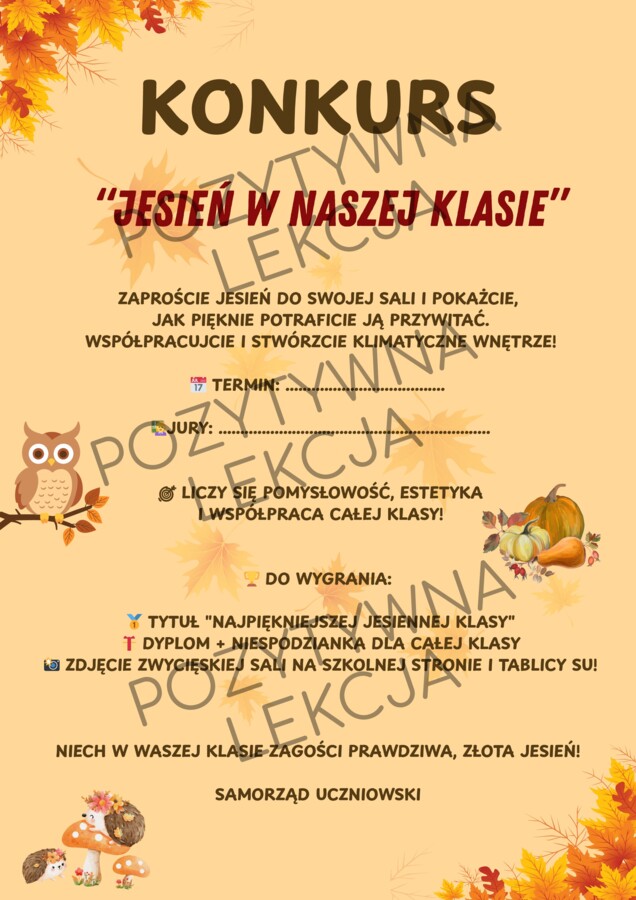 📌 Zestaw 10 Wzorów Ogłoszeń Konkursów Szkolnych – Na Każdy Miesiąc Roku Szkolnego!