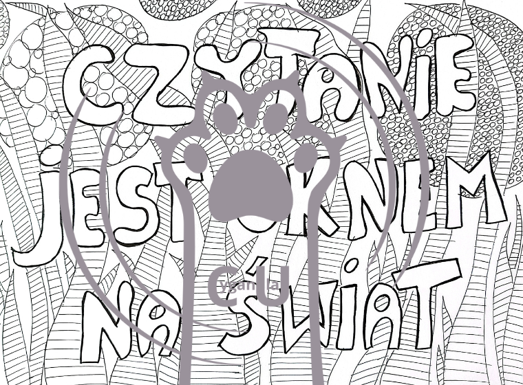 Kolorowanka czytelnicza Czytanie jest oknem na świat – biblioteka – kolorowanka - książki - książka - relaks