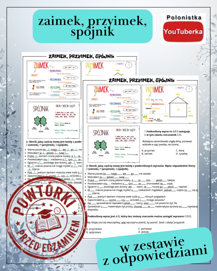 Zaimek, przyimek, spójnik - powtórki przed egzaminem