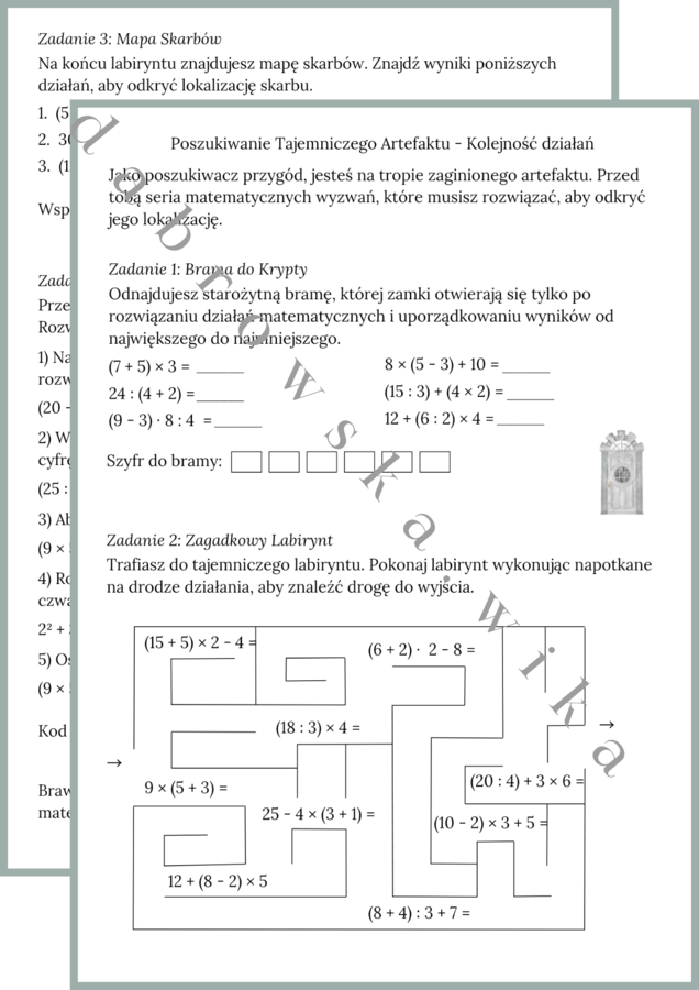 Poszukiwanie Tajemniczego Artefaktu - Kolejność wykonywania działań