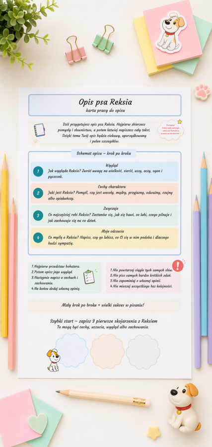 Opis psa Reksia – karta pracy do opisu