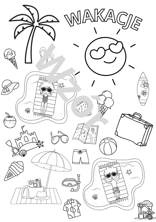 Gazetka "Bezpieczne wakacje" i kolorowanka XXl oraz A4