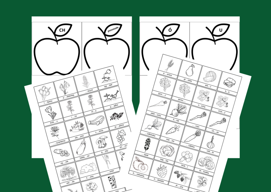 ORTOGRAFICZNY OGRÓD - ortografia - wklejki - karty pracy