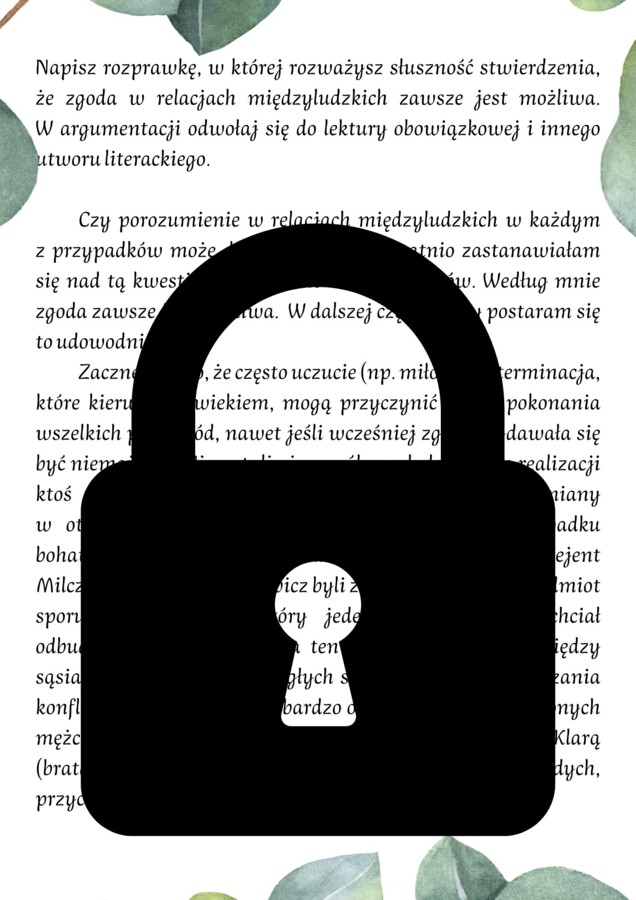 Rozprawka dotycząca ZGODY w relacjach międzyludzkich! Do wydruku i pracy na lekcji! HIT! Egzamin ósmoklasisty!