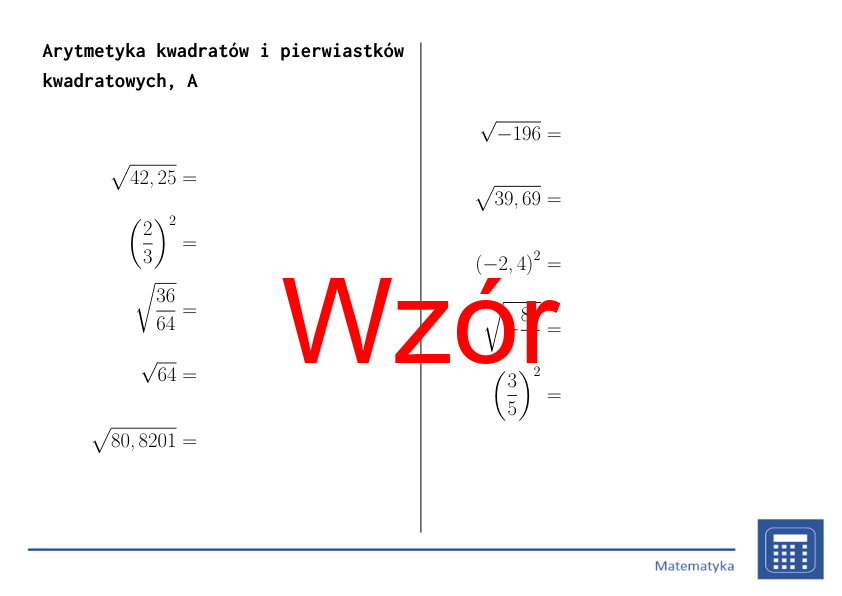 Kwadrat i pierwiastek kwadratowy | matematyka | zestaw promocyjny