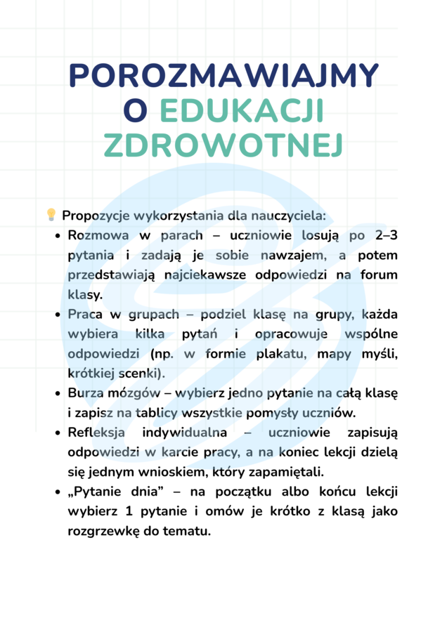 Edukacja zdrowotna – 30 pytań dla klas 4–8