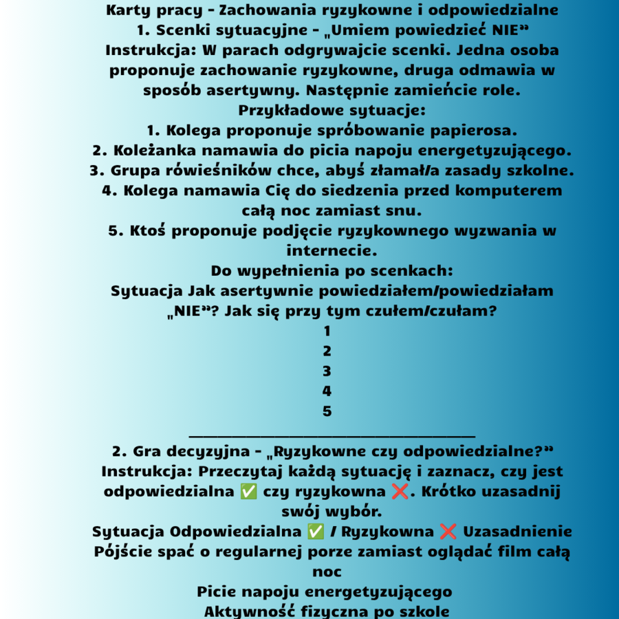 Edukacja zdrowotna, scenariusze wszystkich lekcji dla klas 4-8